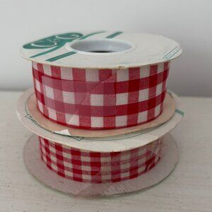 Lot of 2 Vintage Rolls Red Gingham Ribbon